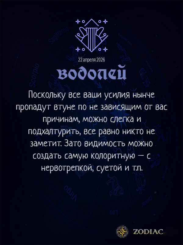 Водолей - Анти-гороскоп картинкой на 22 апреля 2026
