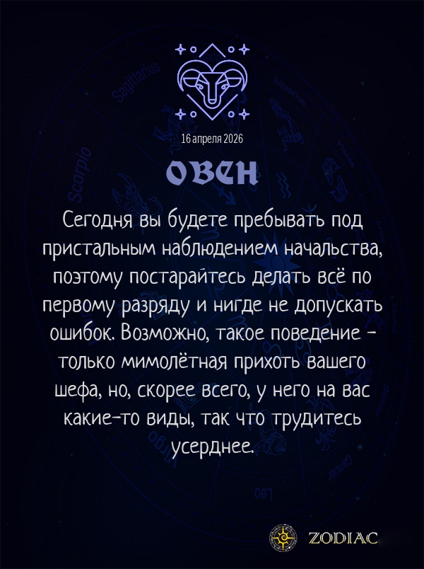Овен - Бизнес гороскоп картинкой на 16 апреля 2026