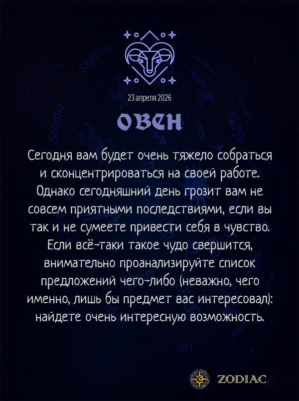 Овен - Бизнес гороскоп картинкой на 23 апреля 2026