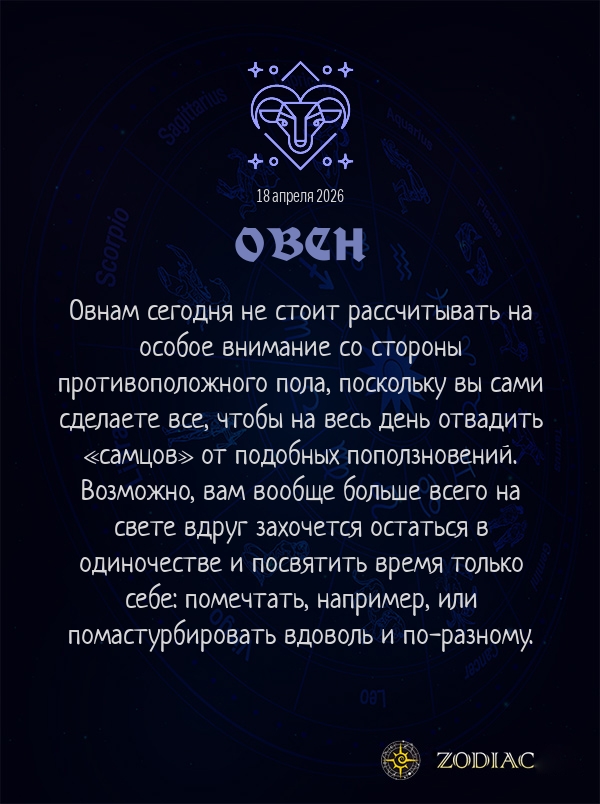 Овен - Эротический гороскоп картинкой на 18 апреля 2026