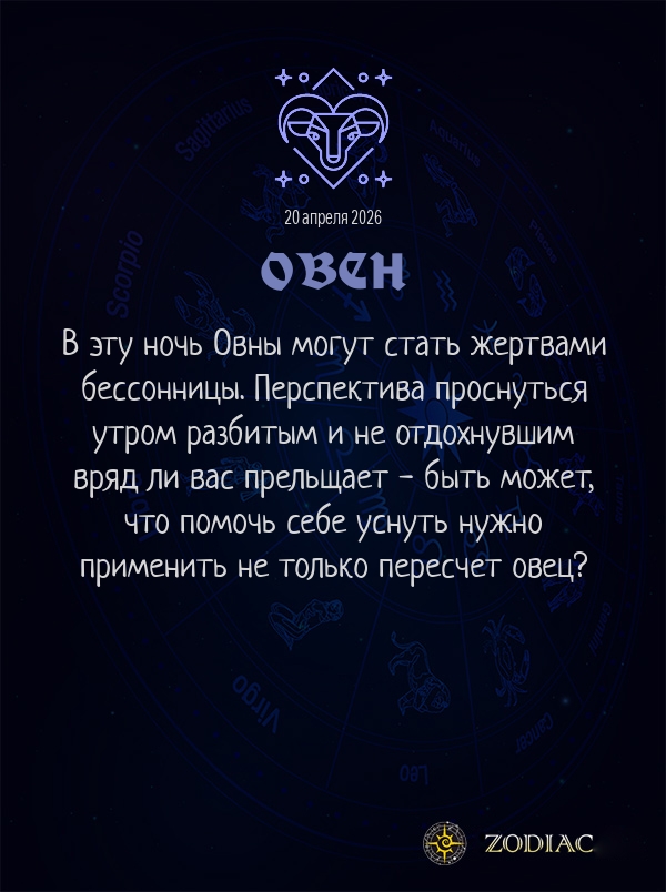 Овен - Гороскоп здоровья картинкой на 20 апреля 2026