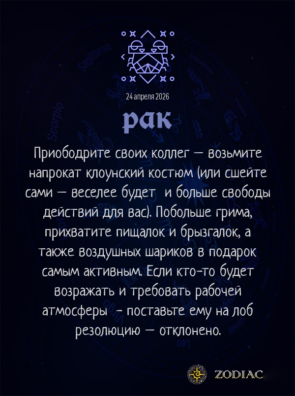 Рак - Анти-гороскоп картинкой на 24 апреля 2026