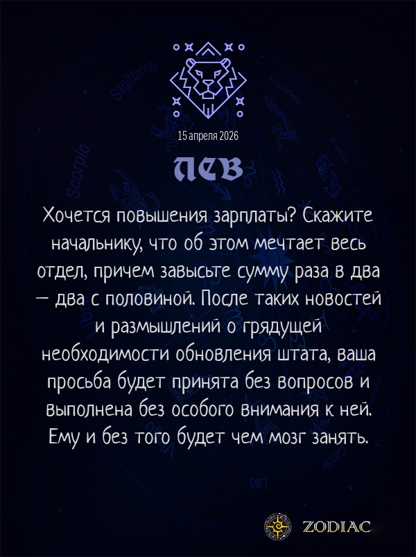 Лев - Анти-гороскоп картинкой на 15 апреля 2026