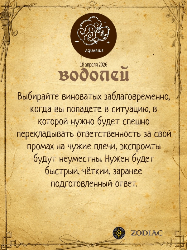 Водолей - Анти-гороскоп картинкой на 18 апреля 2026