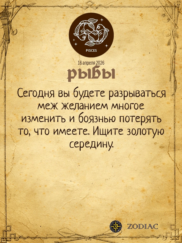 Рыбы - Общий гороскоп картинкой на 16 апреля 2026